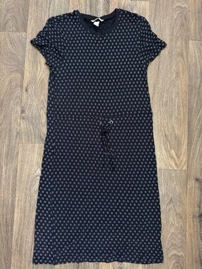 H&M Navy Midi Dress with White Dot Print